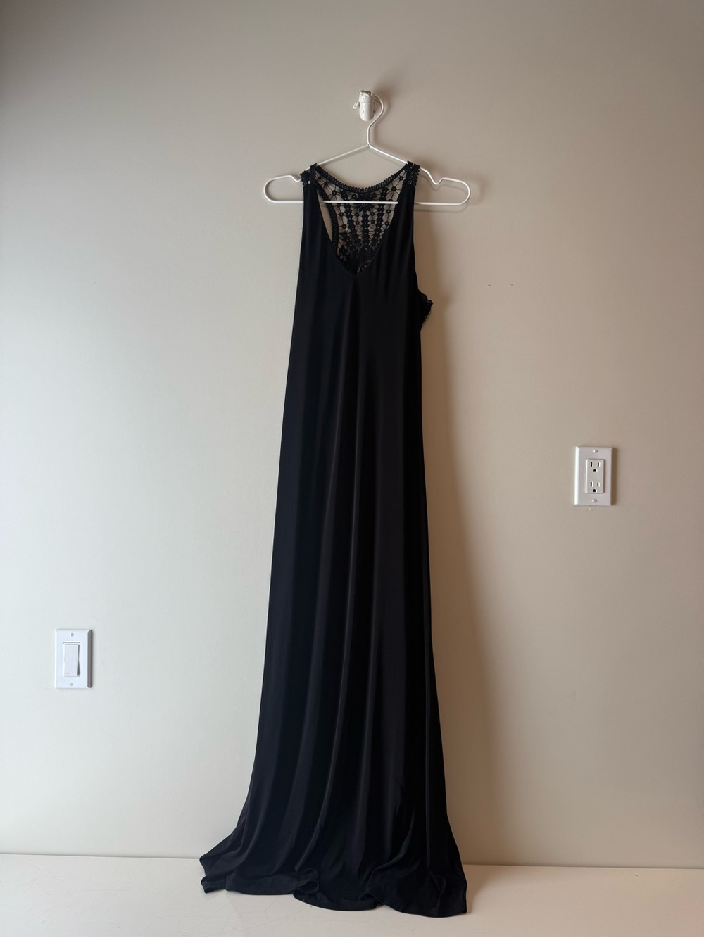 Gabby Skye Black Lace-Yoke Maxi Dress